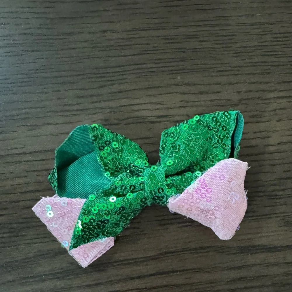 Set of 20 Wicked Green and Pink Sequin Hair Bow for Kids